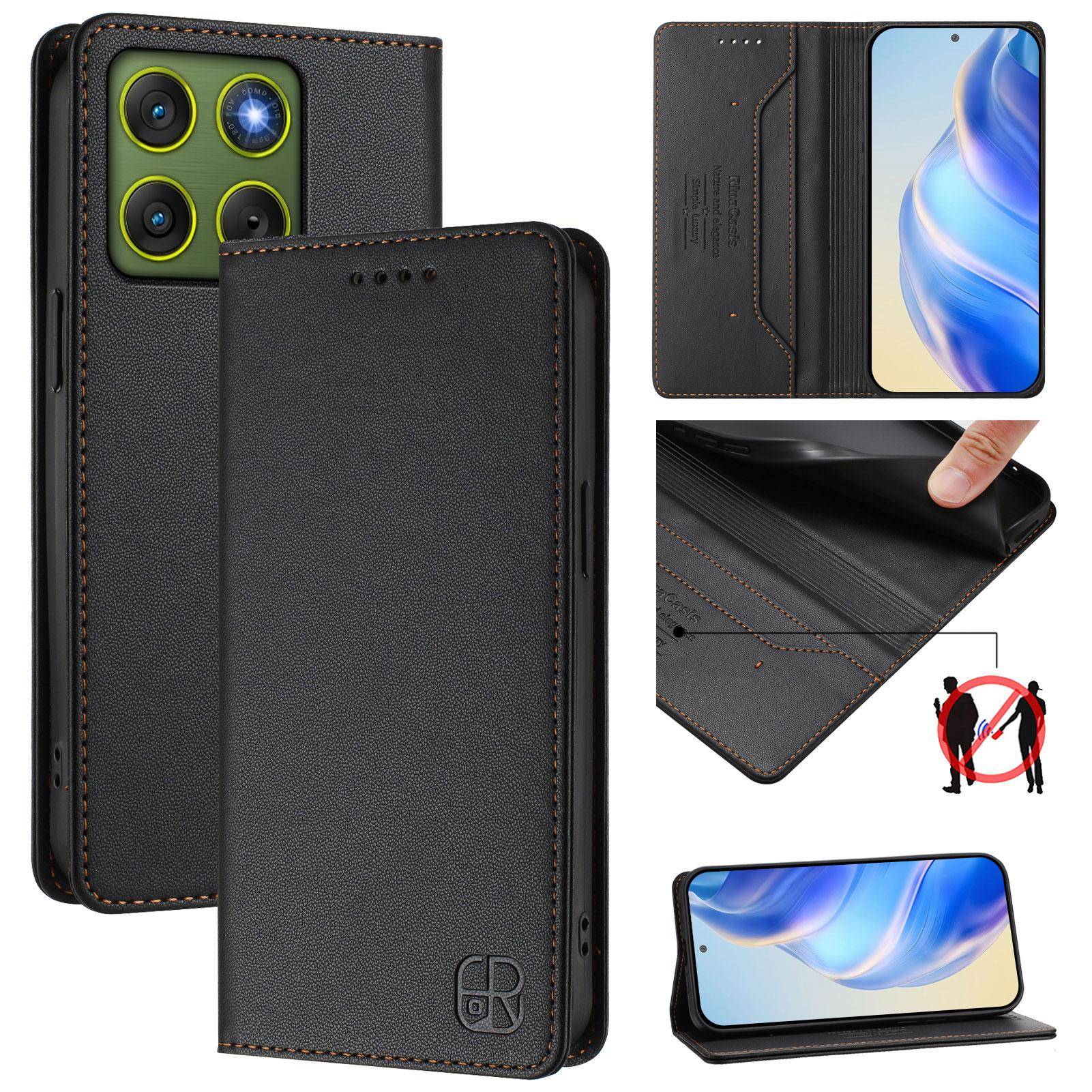 Stöldskyddad Plånbok Fodral med Lock Telefonfodral För Motorola Moto Edge 70 60 50 40 30 Pro Fusion Ultra Neo Läderfodral Magnetisk