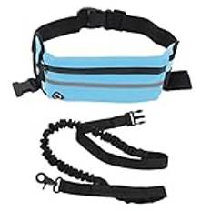 Hundkoppel, Hund Fanny Pack, Bältesväska för Hundlöpande Koppel, Pet Treat Midjebälte, Nylon Bungee Leash Pack för Promenader, Jogging och Löpning, Vandring, Träning (Ljusblå)