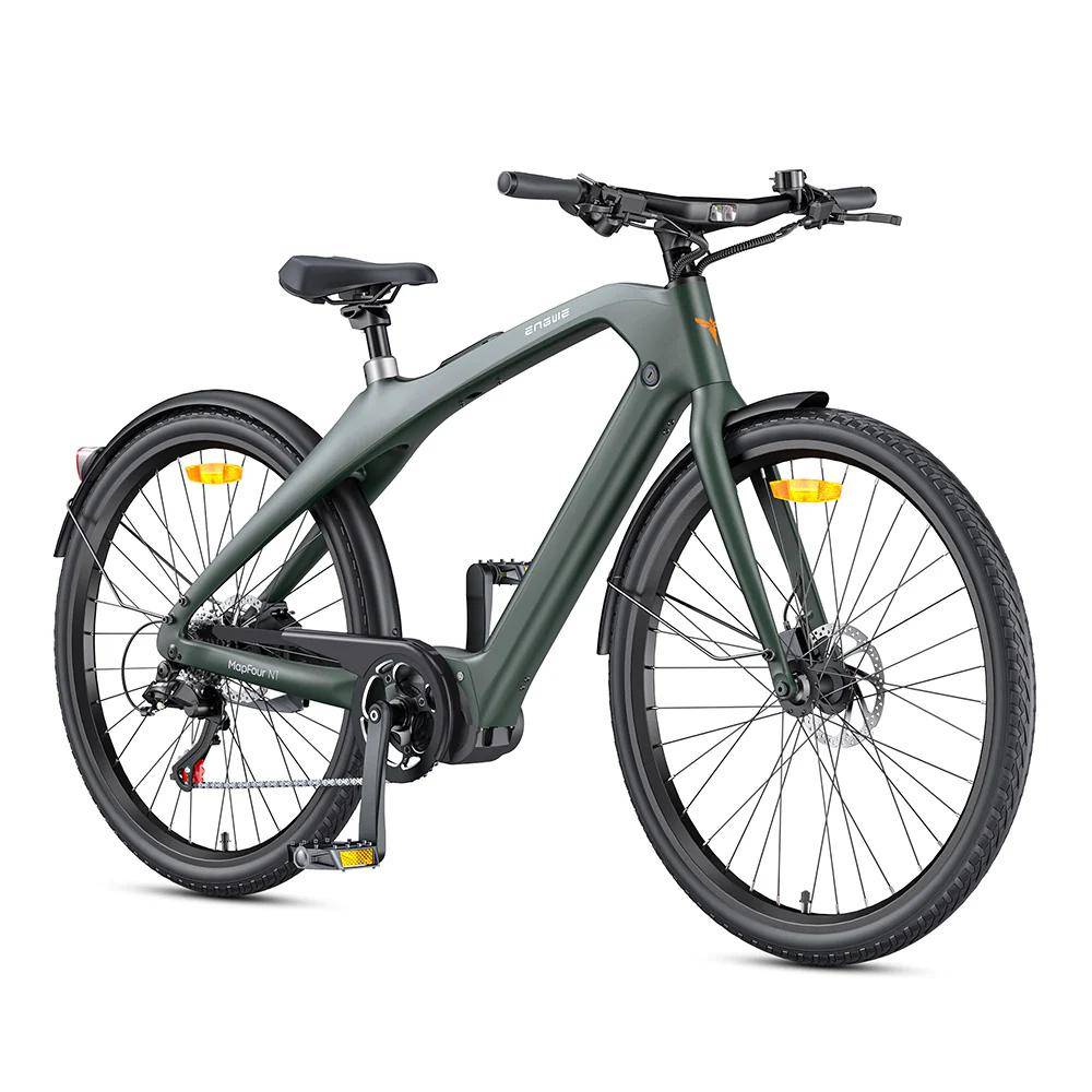 Engwe MapFour N1 PRO 250W Mittmonterad Motor 700*42C Kolfiber Stad Elcykel 360Wh Stad Elcykel Stödjer App grön