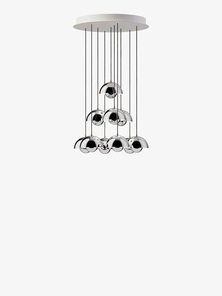 Flowerpot Chandelier VP10, 10 pendants reversed fra &Tradition Chrome-Plated - Jacobsen Plus