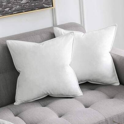 Solid fyrkantigt kuddfodral för soffa, sovrum, bil 18x 18 tum, 45x 45 cm - Vitt (Multi-size)