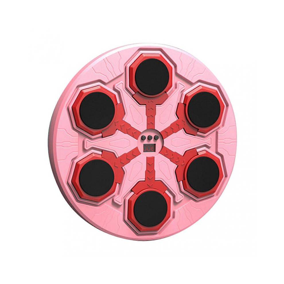 (Pink) Smart Music Boxing Target with BT LED Lights 15 Speed Smart Wall Punch Boxing Bags Kids Adults Training Punching Equipment