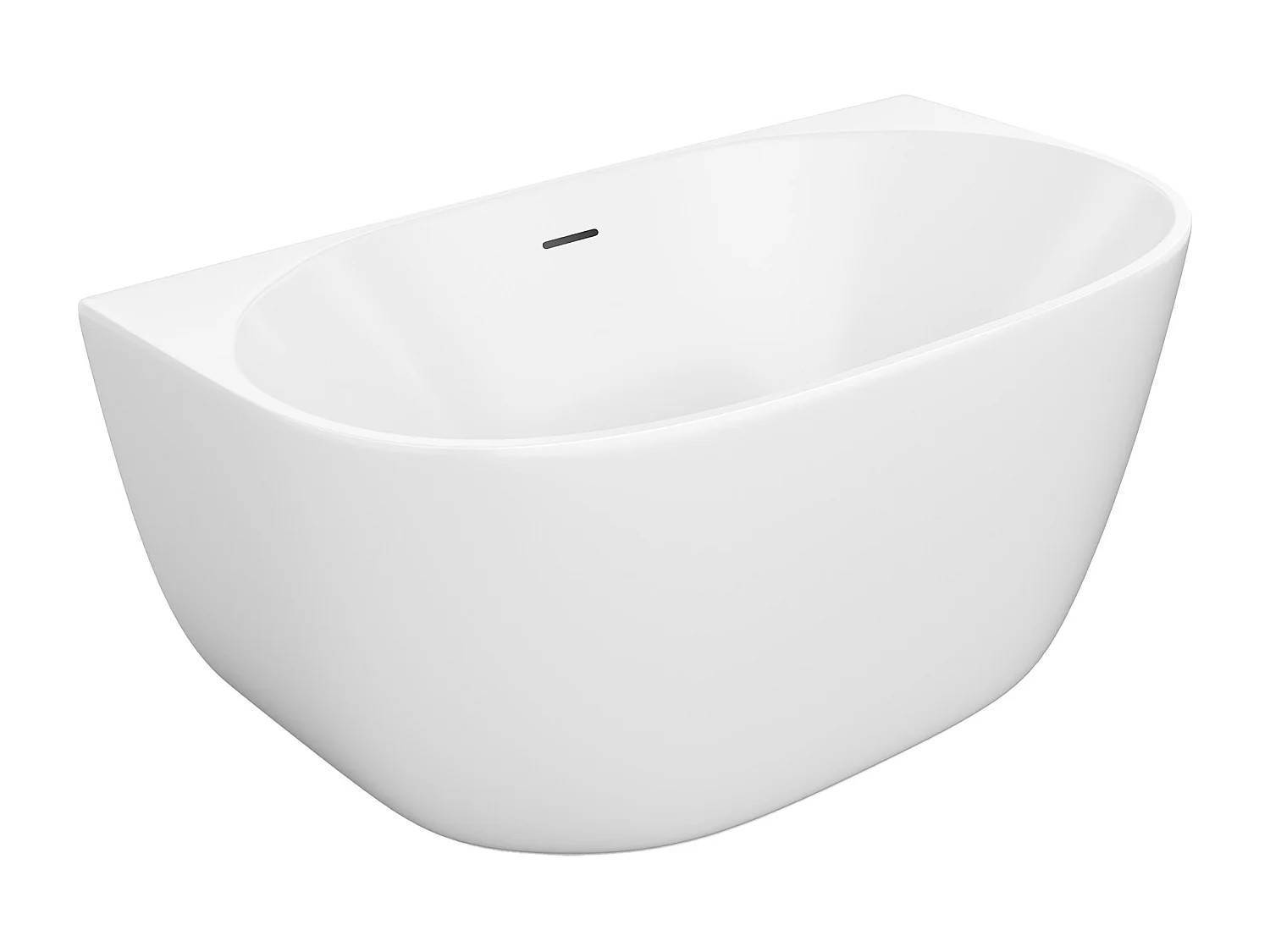 Halvfritstående badekar - 167 L - 130 x 72 x 58 cm - Akryl - Hvid - AMOSARI