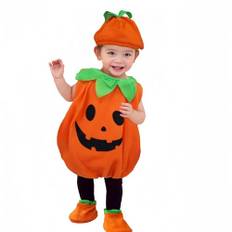 Proumhang Halloween Barn Pumpa Kostym Kit Orange Cutie Pumpa Maskeraddräkt Outfit Festival Rolig Maskeraddräkt Kostym Unisex Hatt + Kostym + Strumpor 90cm Lämplig för 85~95cm