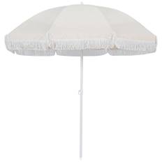 Strandparasol m. frynser, Bibione, natur, Ø200 cm (På lager i butik)