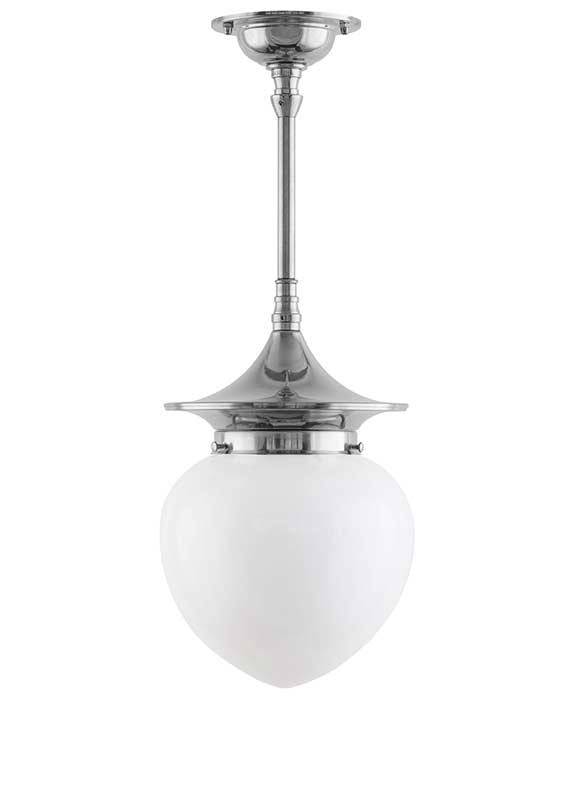 Loftslampe - Dahlbergspendel 100 nikkel, opalhvid dråbe - 35 cm