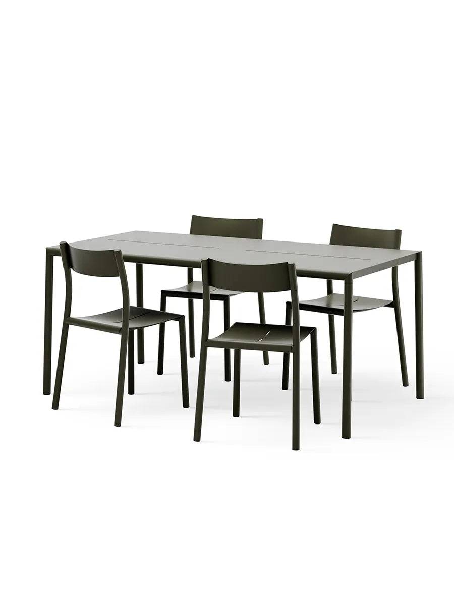 May havesæt, 4 stole og bord 170x85 i dark green fra New Works - Jacobsen Plus