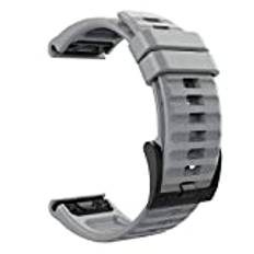 MoKo 22mm Band Compatible with Fenix 6/6 Pro/5/5 Plus/Forerunner 945/935/Approach S62/S60/Quatix 6/ Instinct/MARQ, Quick Fit Soft Silicone Adjustable Replacement Watch Strap - Gray