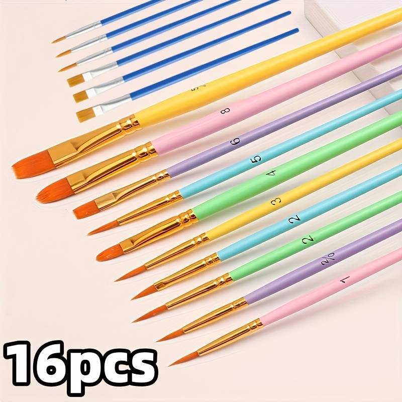 16pcs/set Multi-colorful Watercolor Paint Brush Pen Set-nylon Hair, For Diy Oil, Painting-art Supplies For Halloween, Christmas,thanksgiving Gift