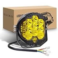 RIGIDON 7 tum 75 W LED-arbetsstrålkastare, rund LED-ljusstång 12 V 24 V vattentät för traktor off road lastbil terrängbil 4 x 4 fordon, 3 000 K körlampa