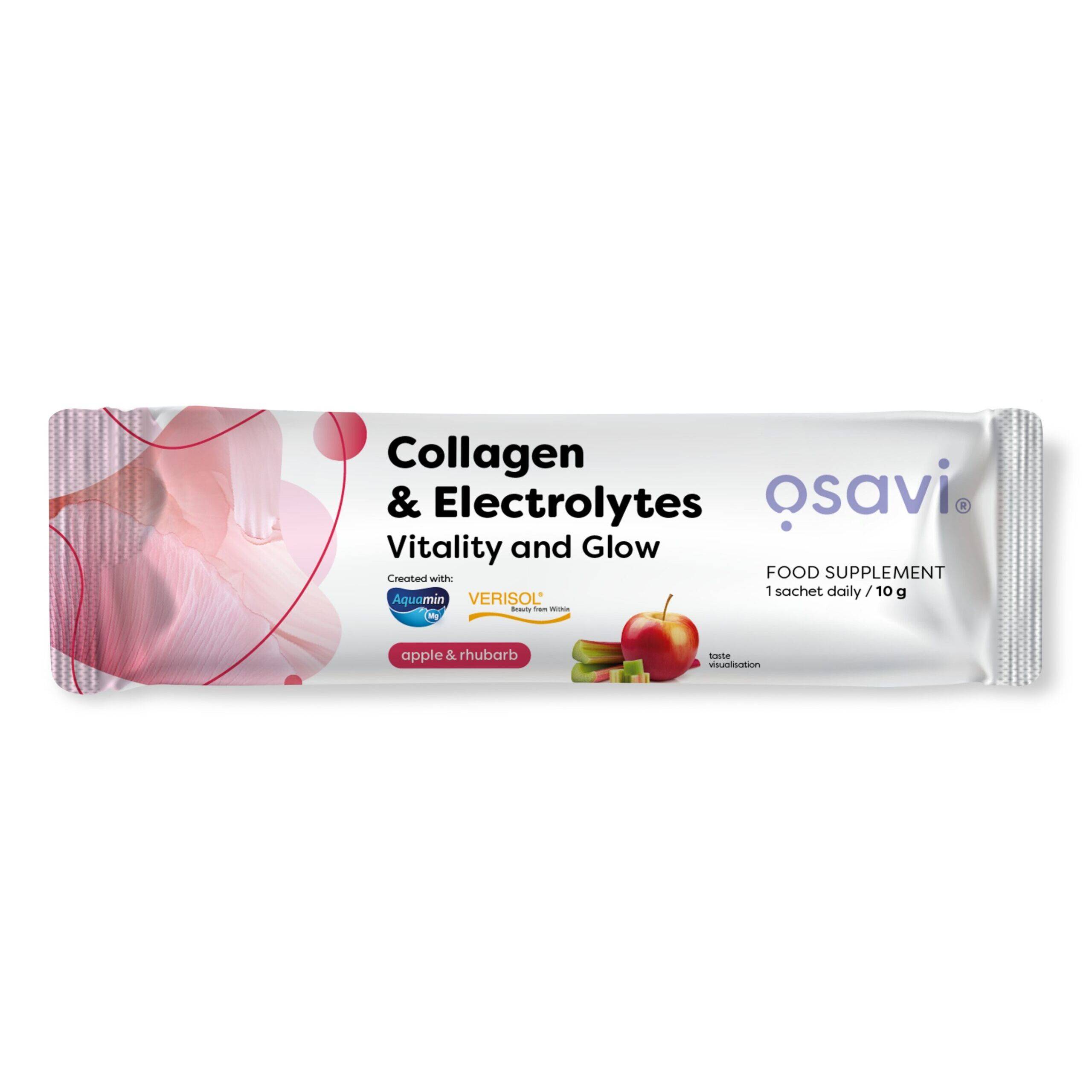 Kollagen, elektrolyter, vitalitet och lyster, äpple och rabarber 10 g (1 portion)