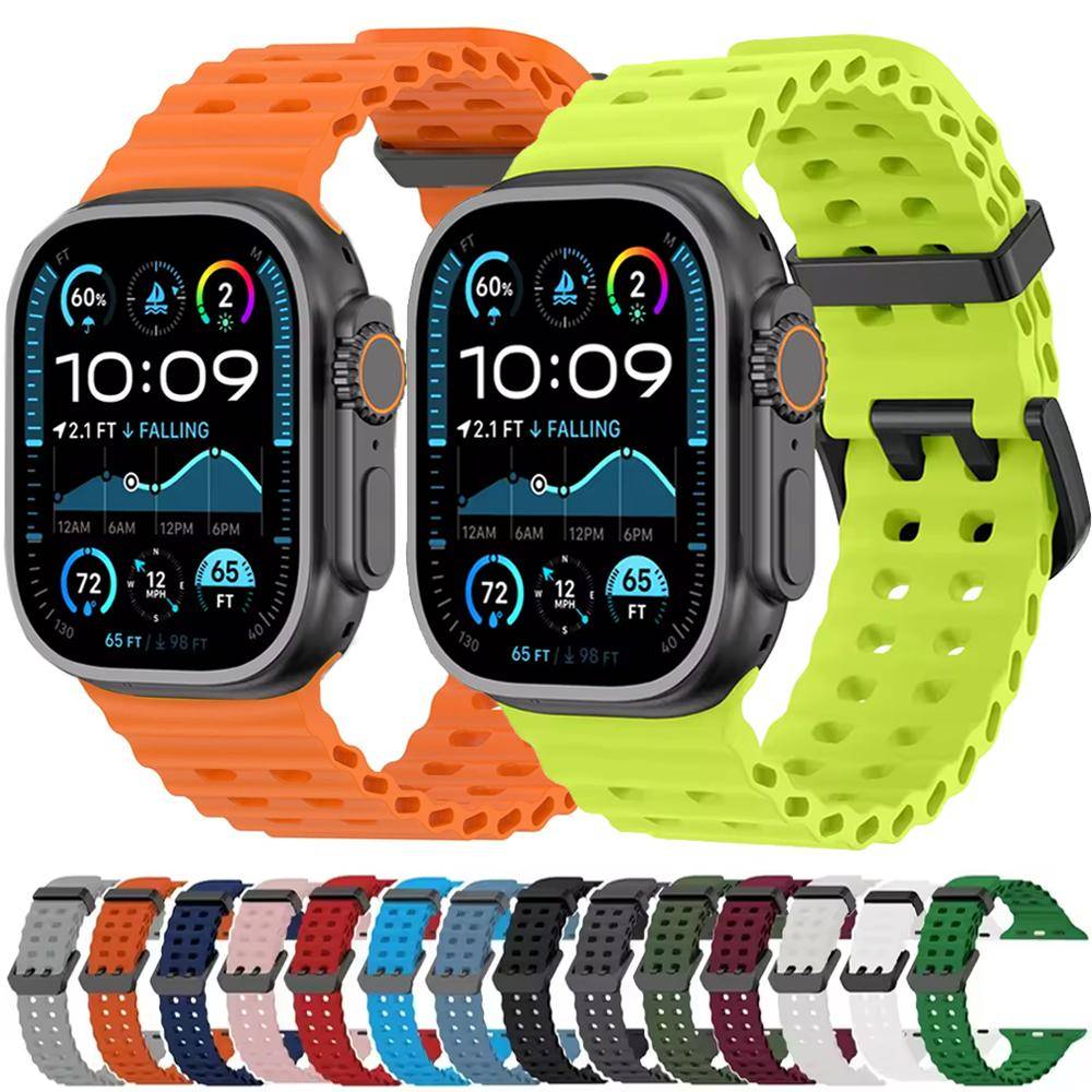 Oceanrem för Apple Watch-band Ultra 3/2 49 mm Serie 11 10 46 mm Sportarmband Armband iWatch 9 8 7 6 5 SE 45 mm 44 mm Correa midnattsblå färg