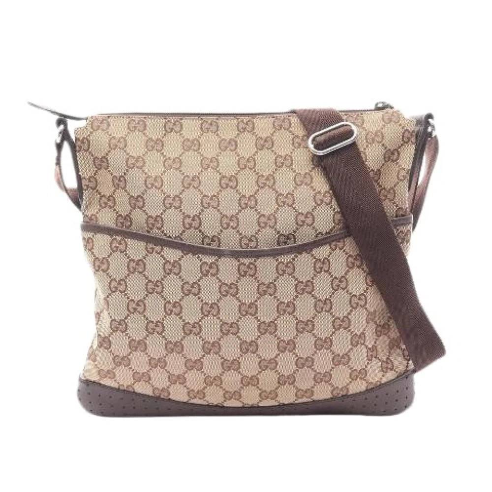 Gucci Vintage Pre-owned GG Canvas Læder Skuldertaske - Vintage - Dame - Beige - ONE SIZE - Uld
