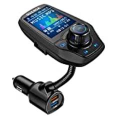 Bluetooth FM Transmitter for Car, Bluetooth Car Adapter, 4-in-1 Car MP3 Player with 1.8 Inch Color Display, AUX Input/Output, 3 Port USB, S Handsfree Call, SD/TF Card, USB Disk,5 EQ Modes