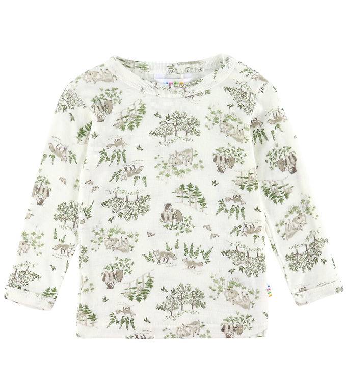 Joha Bluse - Uld/Silke - Off White m. Træer - Joha - 60 - Bluse