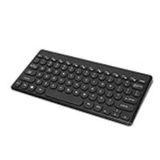 Jectse Trådlöst tangentbord, 78-tangentbord, bärbar dator med USB-mottagare, ergonomiska runda tangentbord, för bärbar dator, hemmakontor (svart)