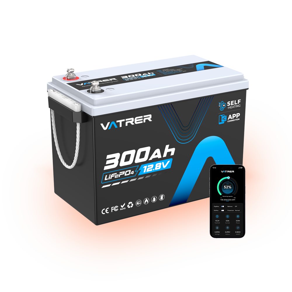 【Pre-order】Vatrer 12V 300Ah Bluetooth Self-heating Lithium Battery 200A BMS - 4 PACK