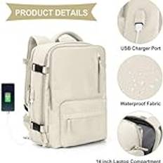 Rechargeable Large Capacity Carry-On Travel Backpack,Multi-Functional Leisure Backpack,Expandable Multifunctional Backpack,Carry On Backpack(Beige)