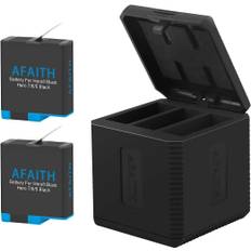 AFAITH GoPro Hero 8/7/6/5 udskiftningsbatterier 2-pak og 3-kanals oplader og type C-kabel