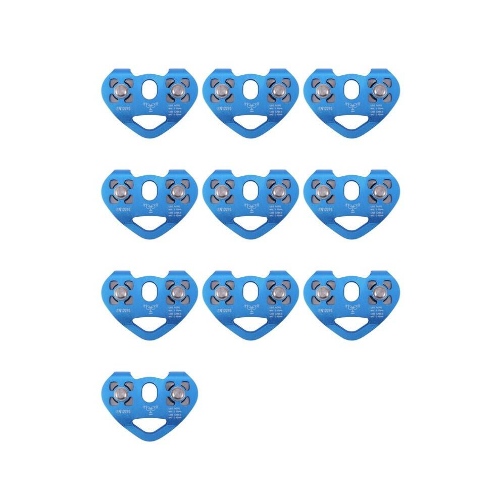 10X Heart-Shape Climbing Double Pulley Steel Cable Rope 13mm Climbing Device High Speed Zipline Trolley 24KN