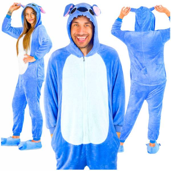 Gul kostume onesie stitch kigurumi udklædning mikrofiber varm pyjamas tracksuit M kostume onesie stitch - M