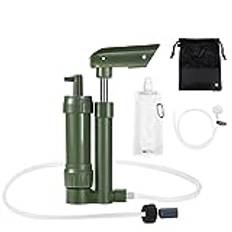 Hand Pump Water Filter 3-Stage Camping Water Purifier Filtration System Survival Gear 0.01 Micron with 500ml Water Bag Storage Bag for Outdoor Camping Hiking Backpacking Adventure PLUT