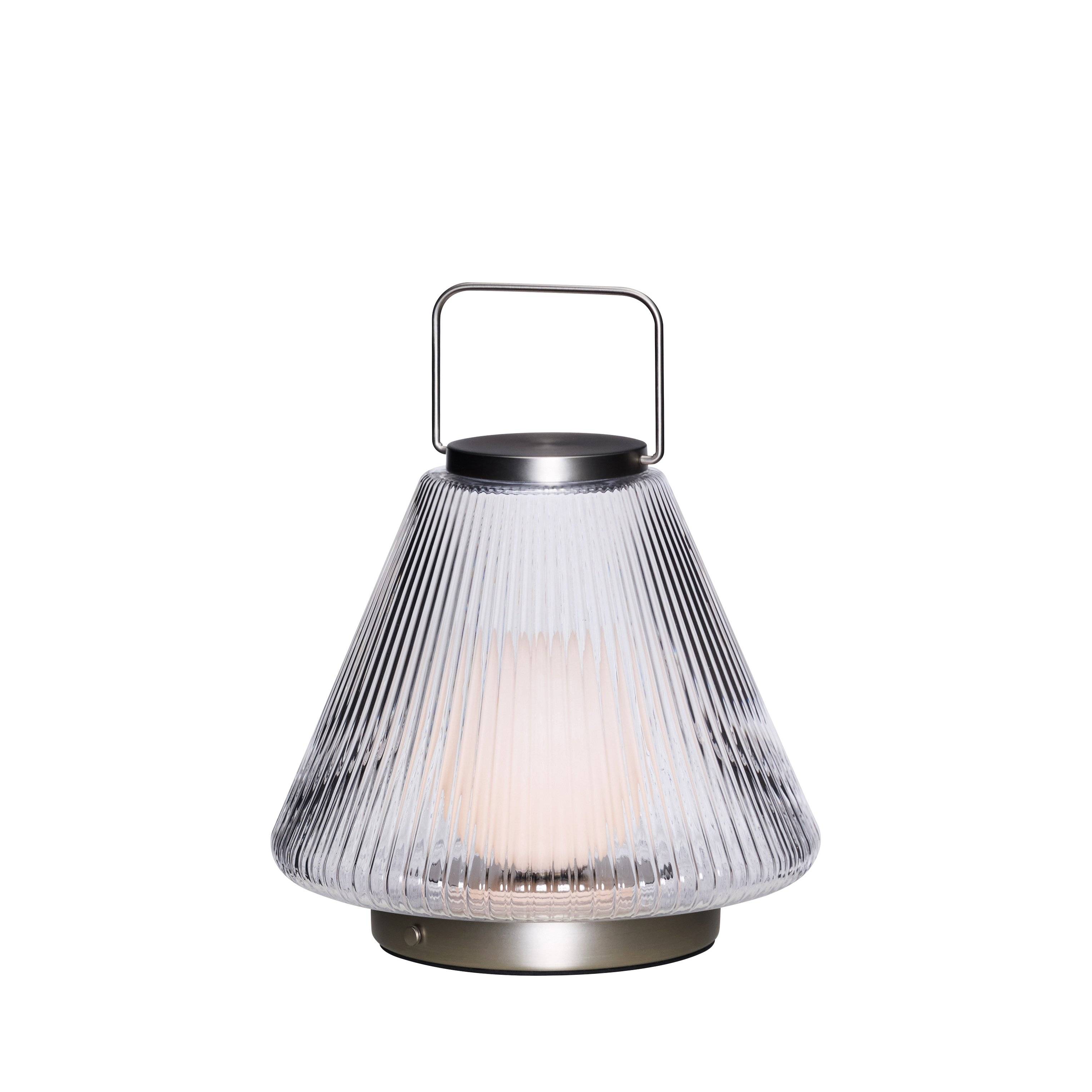 Hübsch - Tou Transportabel Lampe - Klar - ø24xh28cm - Nickel - Fri fragt og klar til levering - Transparent