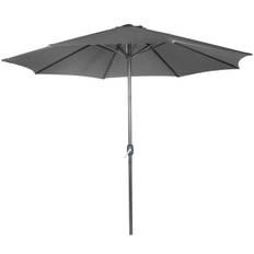 Parasol - 250cm, håndsving, vandafvisende, pladsbesparende, mørkegrå