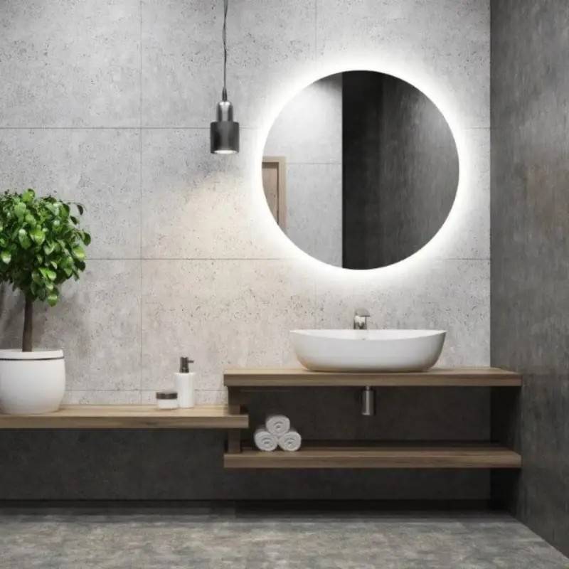 Nordic Bad Puk 1 rundt LED-spejl med varme, Ø60 cm
