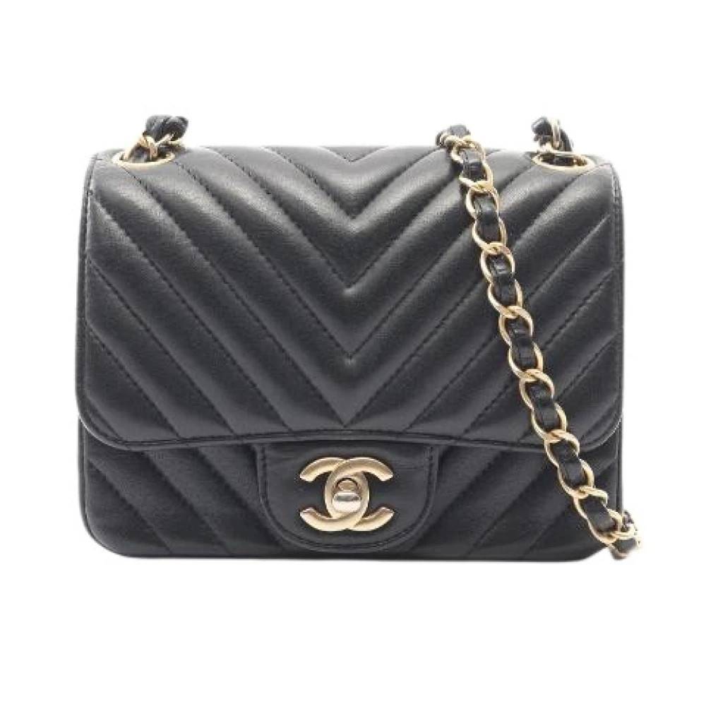 Chanel Vintage - Pre-owned Chevron V Stitch Lambskin Mini Axelremsväska Vintage - Dam - ONE Size - Läder