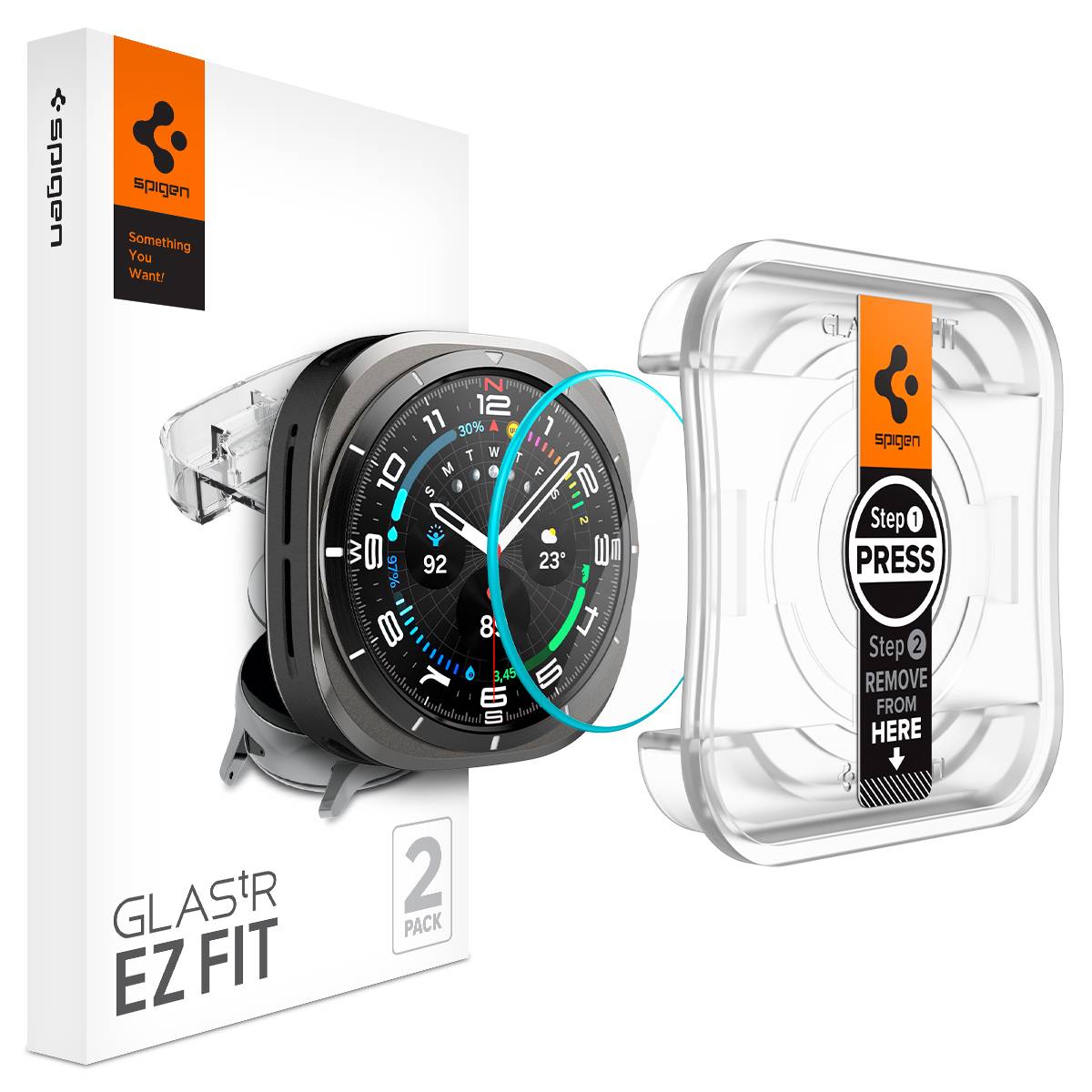 Spigen Samsung Galaxy Watch Ultra 47mm Skärmskydd EZ Fit GLAS.tR (2-pack)