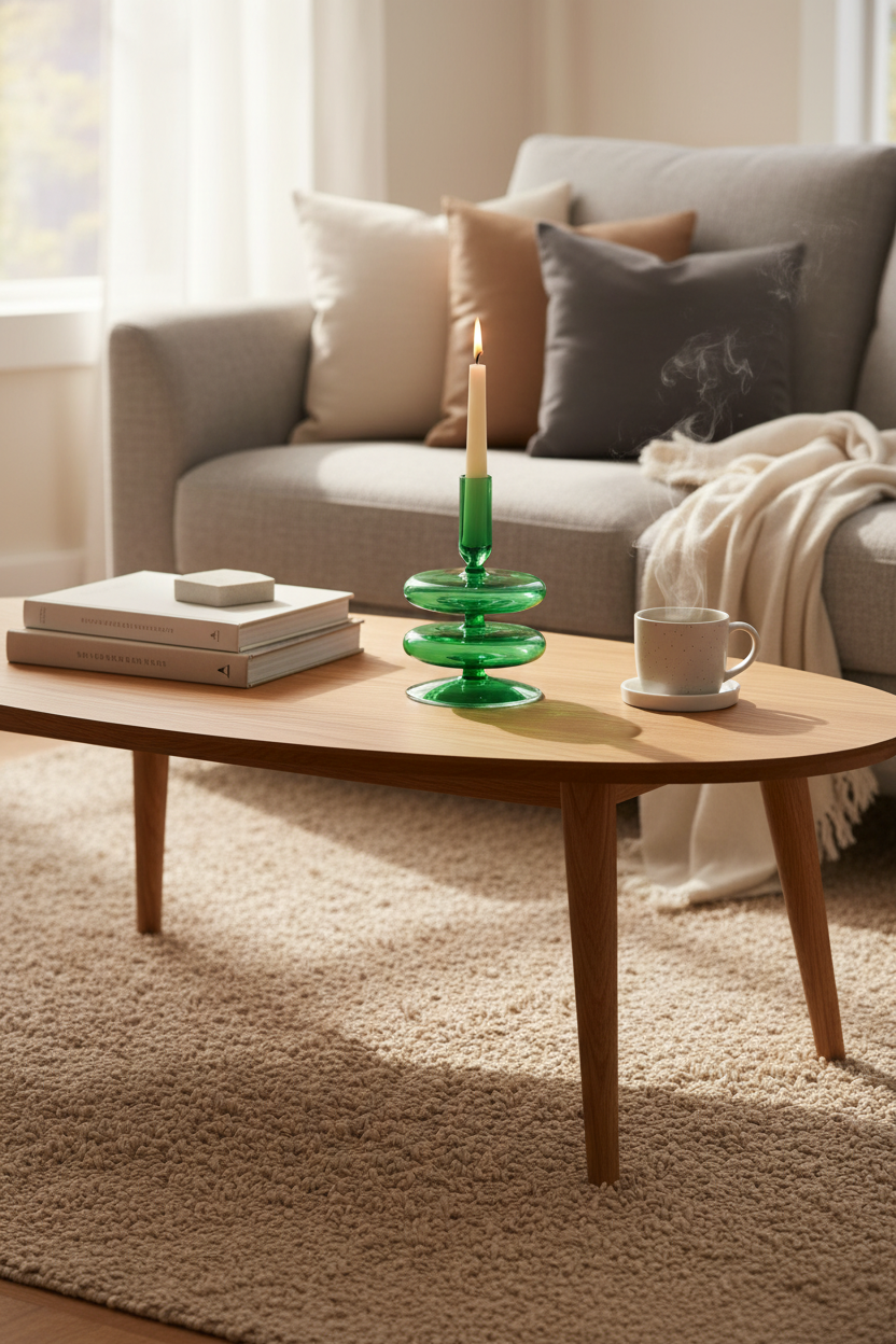 Glass Candlestick Holder - B Style / Green