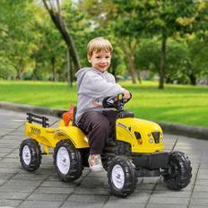 Pedaltraktor med anhænger Pedalbiltraktor Børnepedaltraktor Legetøjskøretøj til 3-årige børn Metal Gul 133 x 42 x 51 cm