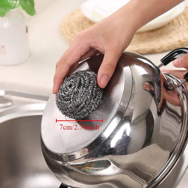 6pcs Stainless Steel Scouring Pads Scrubbing Scouring Pad Steel Wool Scrubber for Kitchens Bathroom and More Cast Iron Cleaner