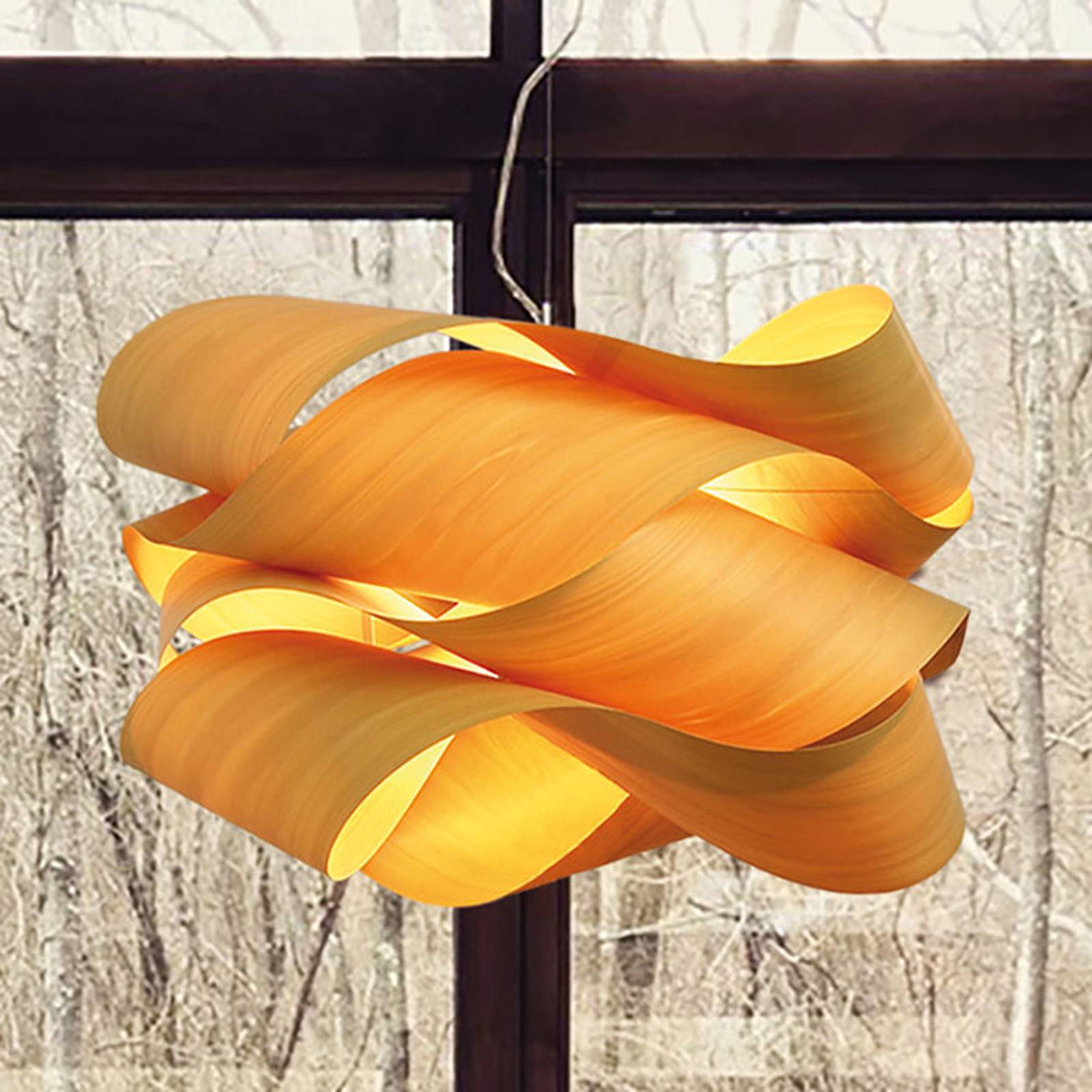 LZF LAMPS Design pendellampa Link, dimbar, Gul / orange, Vardagsrum / matsal, Trä, Design, Pendellampa