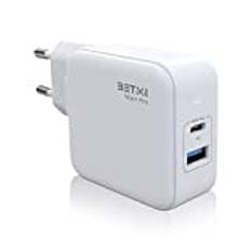 BETMI USB C Charger, Type C Charger GaN 68W, 2-Port Fast Compact Wall Charger with USB A for MacBook Pro/Air, iPad Pro, Galaxy Phone, Android Phone, iOS Phone, Pixel, and More