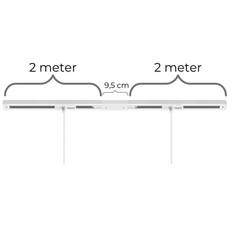 Square lampeskinne til loft til nedhængte lamper (pendler), til 1 lampe, midtertilslutning, hvid, 4 meter