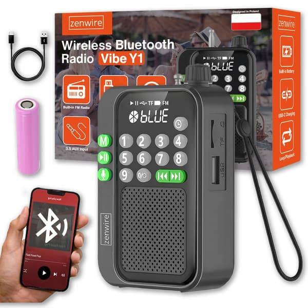 Zenwire Y1 mini FM-radio lommeradio Bluetooth bærbar køkkkenradio batteridrevet