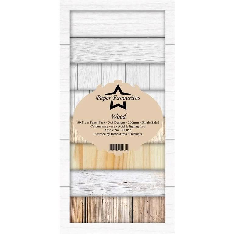 Scrapbookingpapper - Slimline - Wood -10x21cm