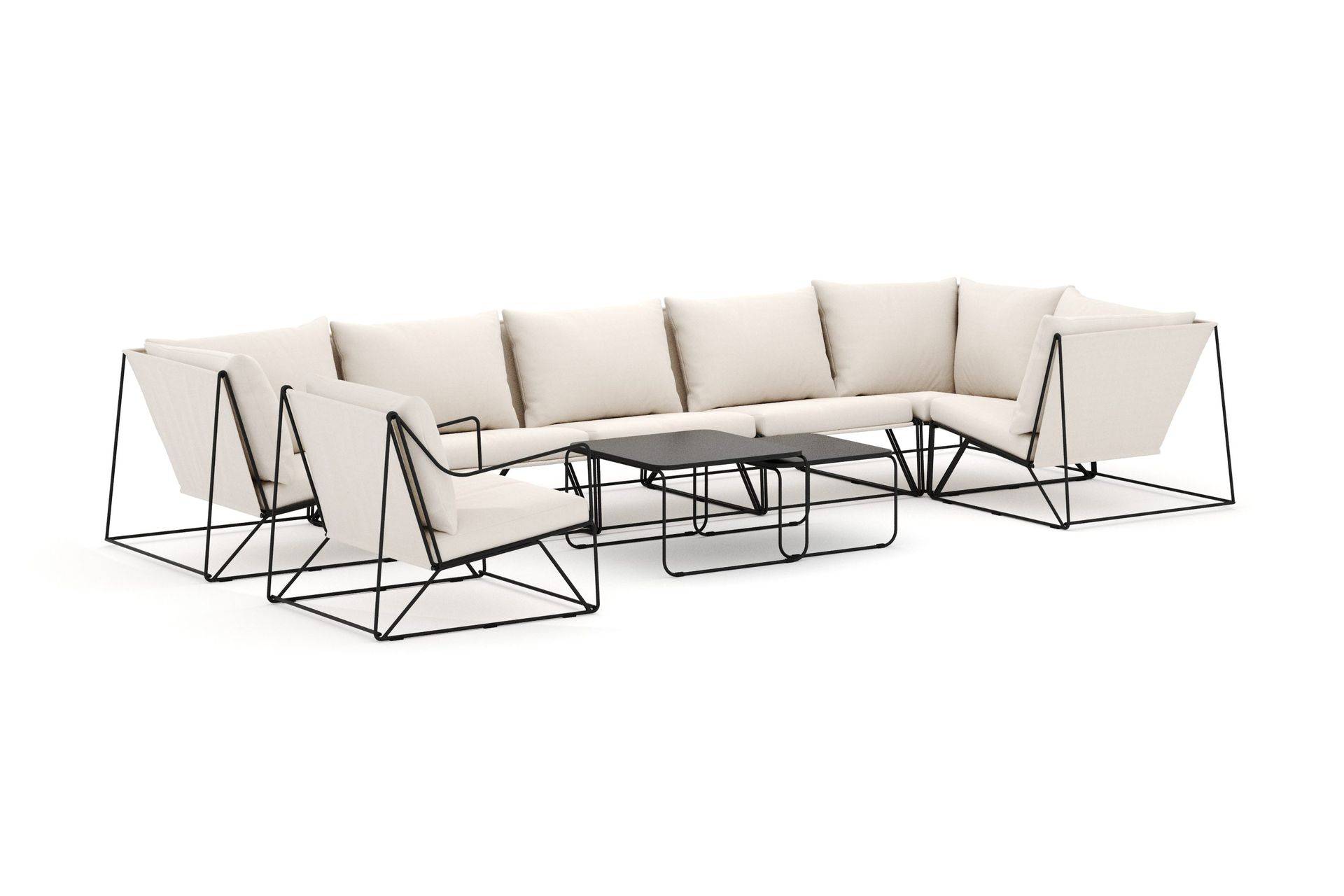 Comfort Garden Usteryd utomhus hörnsoffa 7-sits vändbar med fåtölj - Svart/Beige Loungesoffa