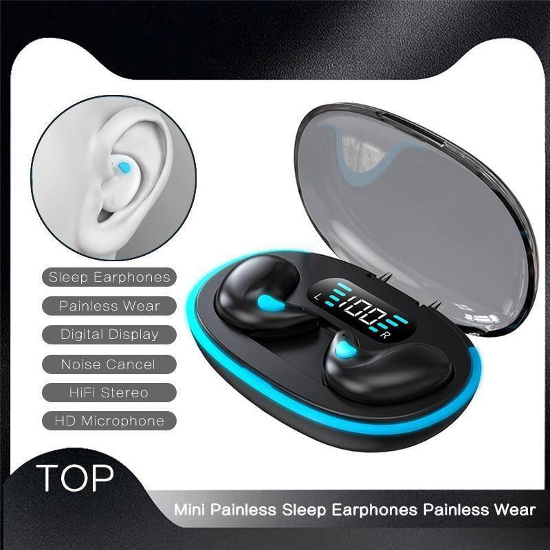 Mini In-Ear Hörlurar Sovhörlurar Smärtfri Användning HiFi Stereo Headset HD-mikrofon Osynliga Hörlurar För Alla Smartphones svart