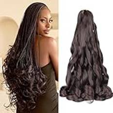 French Curl Braiding Hair 24 Inch 8 Packs Pre Stretched Loose Wave Bouncy Braiding Hair Spanish Curly Ends Synthetic Hair Extensions for Braiding（4#）
