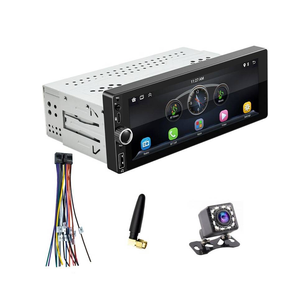 6.86 Inch Wireless Carplay Car Stereo Single Din Touch Screen Car Radio with Android Auto USB AUX RDS