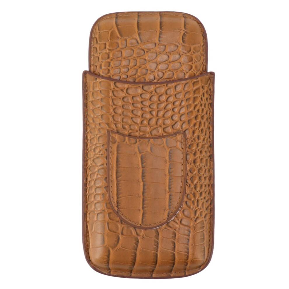 Bærbar cigar humidor læder cigaretui med krokodillemønster design 3-finger cigarholder inklusive cigarskærer letvægts kompakt design til mænd