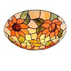 Tiffany Taklampa, Målat glas LED-taklampa Flush Mount, Solblomsskärm Dekoration Kökskronor Pendellampa för Sovrum Vardagsrum Rymligt badrum, E26-lampa, 40cm