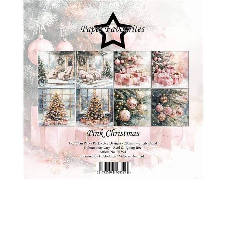 Scrapbookingpapper - 15x15cm - Pink Christmas