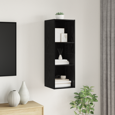 vidaXL TV-skåp med hylla Väggmonterad med lagring Svart ek 37 x 37 x 107 cm Konstruerat trä