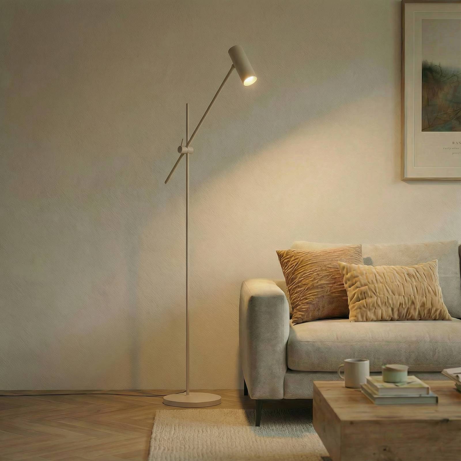 Golvlampa Vilo Lindby, Creme / bärnsten, Vardagsrum / matsal, Metall, Skandinavisk, Golvlampa