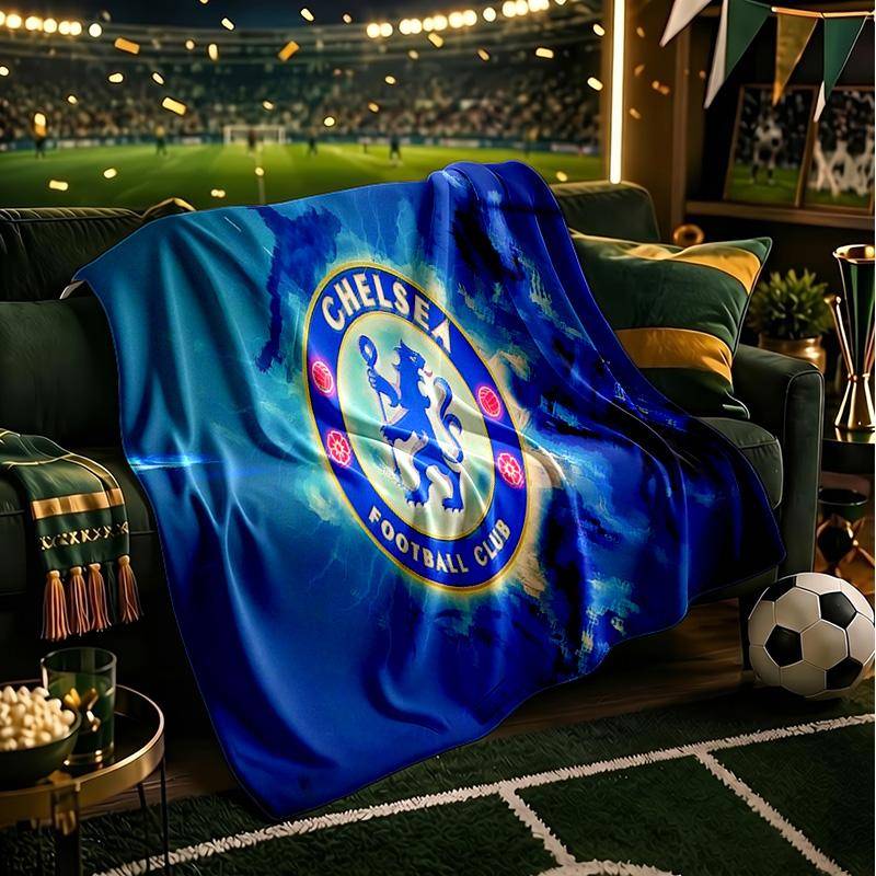 Blue Chelsea Football Club Logo Throws Blanket Flannel Blankets Plush for Couch Bed Gifts for Men Women Travel picnic blanket Christmas fan gifts