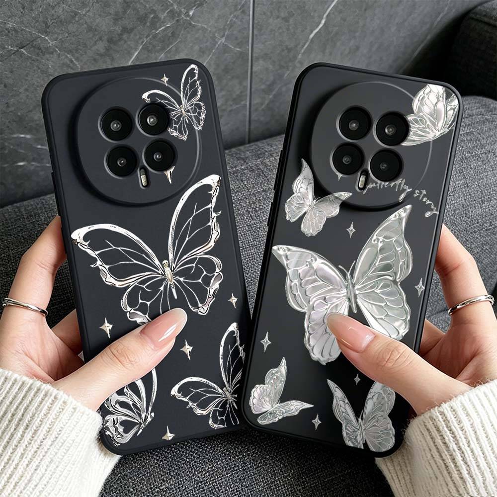 Fashion Ins Butterfly Phone Case For Honor X6a X6b X6 X8a X7b X7d X7 X7C X60i X60 X50 X9d X9c X8c X8b X9b X9 5G Black